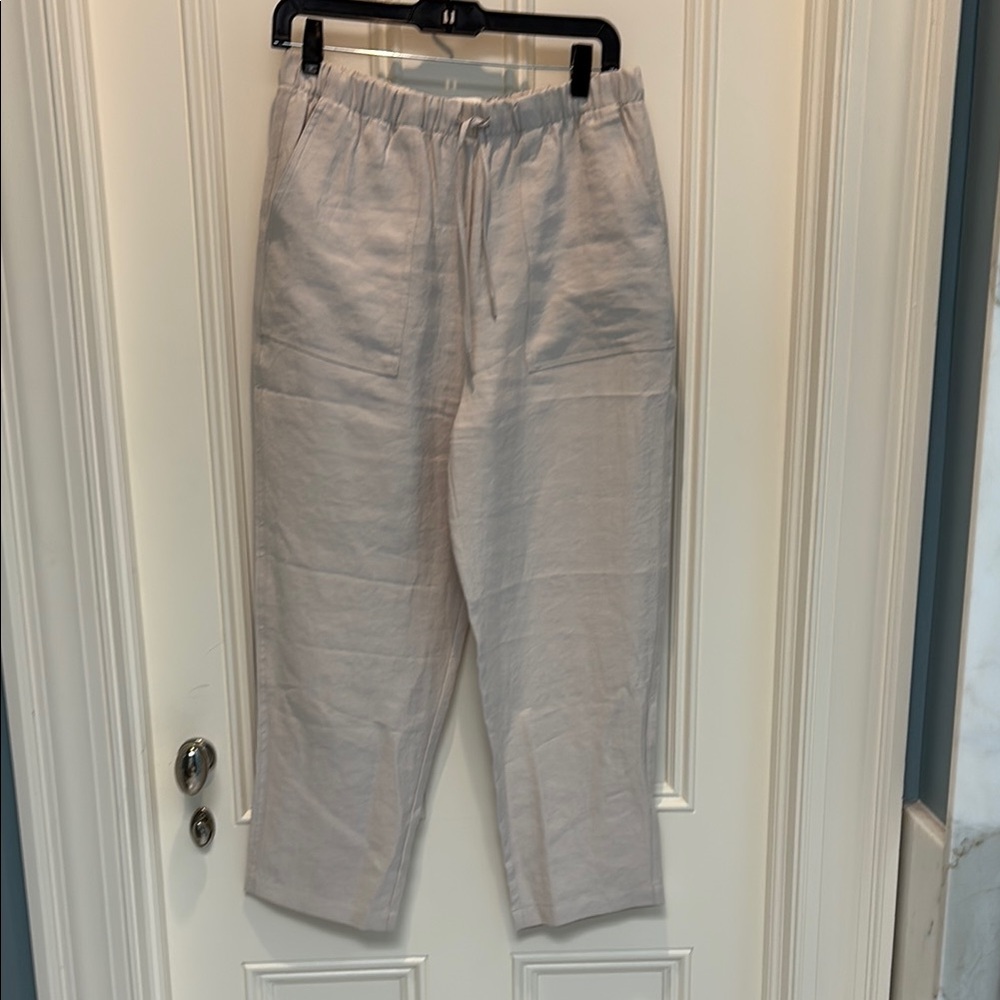 Zara Cream linen Wide Leg Pants women’s size S